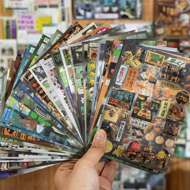 AliExpress 20pcs/bag Foggy Town Miniature Scenery Large-Size Sticker Book 6 Varieties for Endless Fun DIY 3D Scenes Kill Time with Brain-Te, view 2