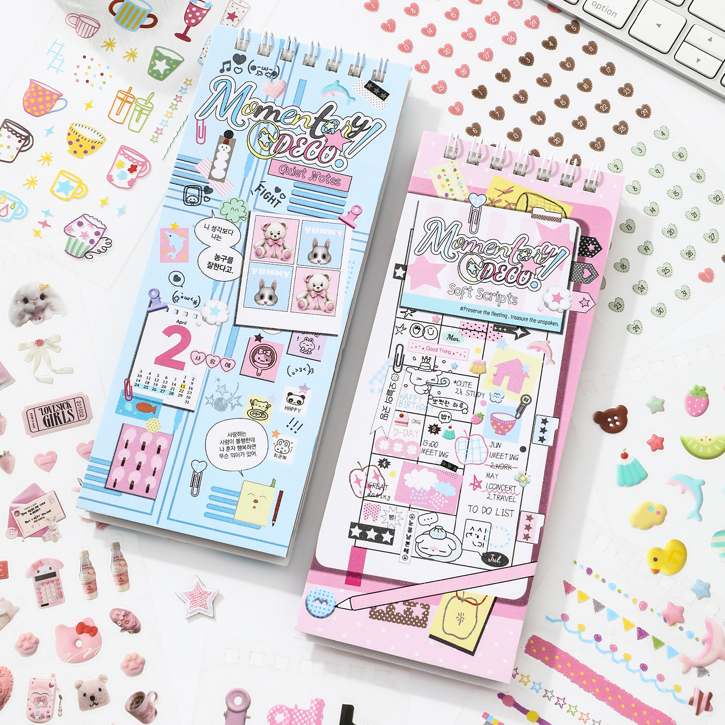 AliExpress 20sheets Moment Collection Kawaii Ins Small Element Label PET Die cut Sticker Book DIY Scrapbook Creative Aesthetics Stationery, view 2