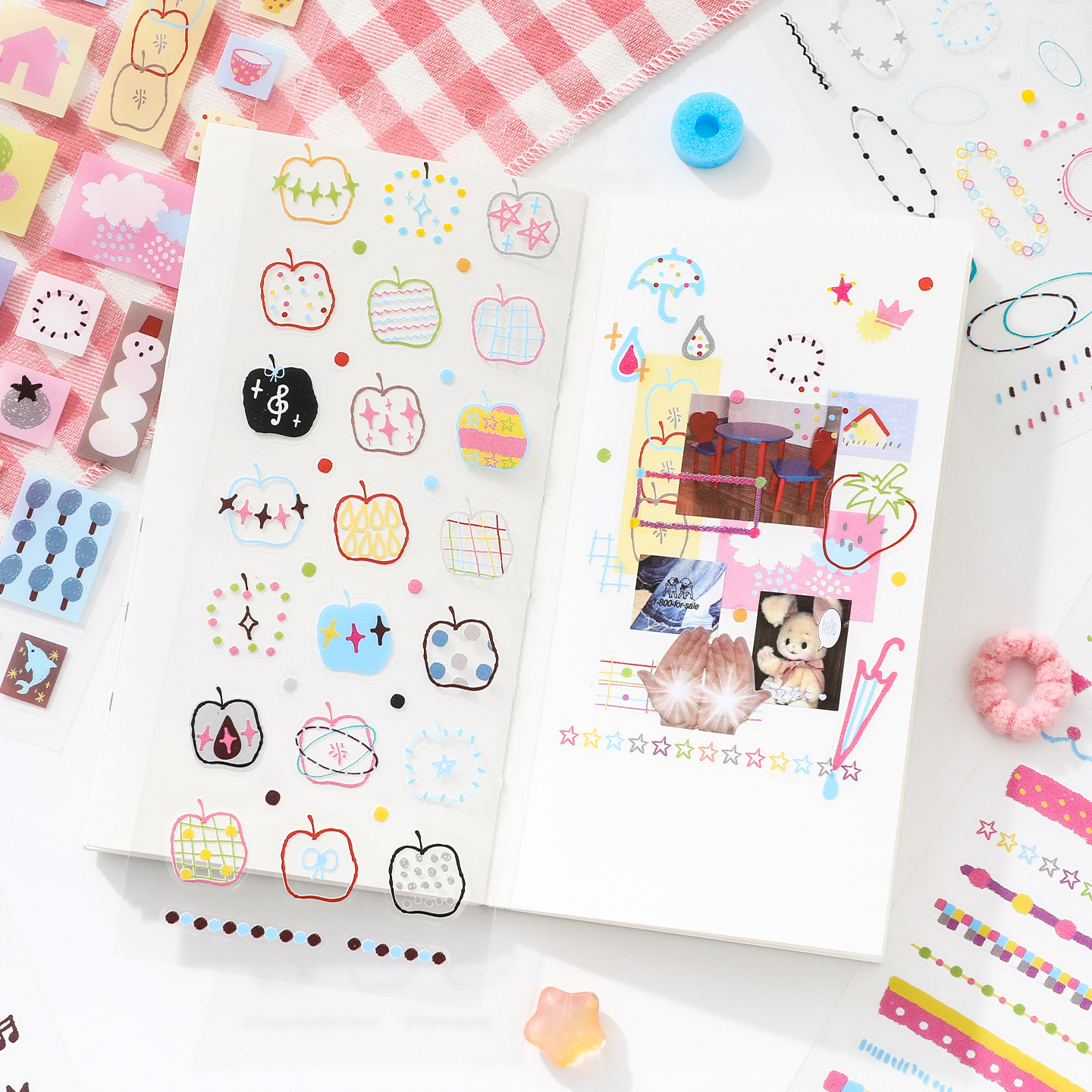 AliExpress 20sheets Moment Collection Kawaii Ins Small Element Label PET Die cut Sticker Book DIY Scrapbook Creative Aesthetics Stationery, view 6