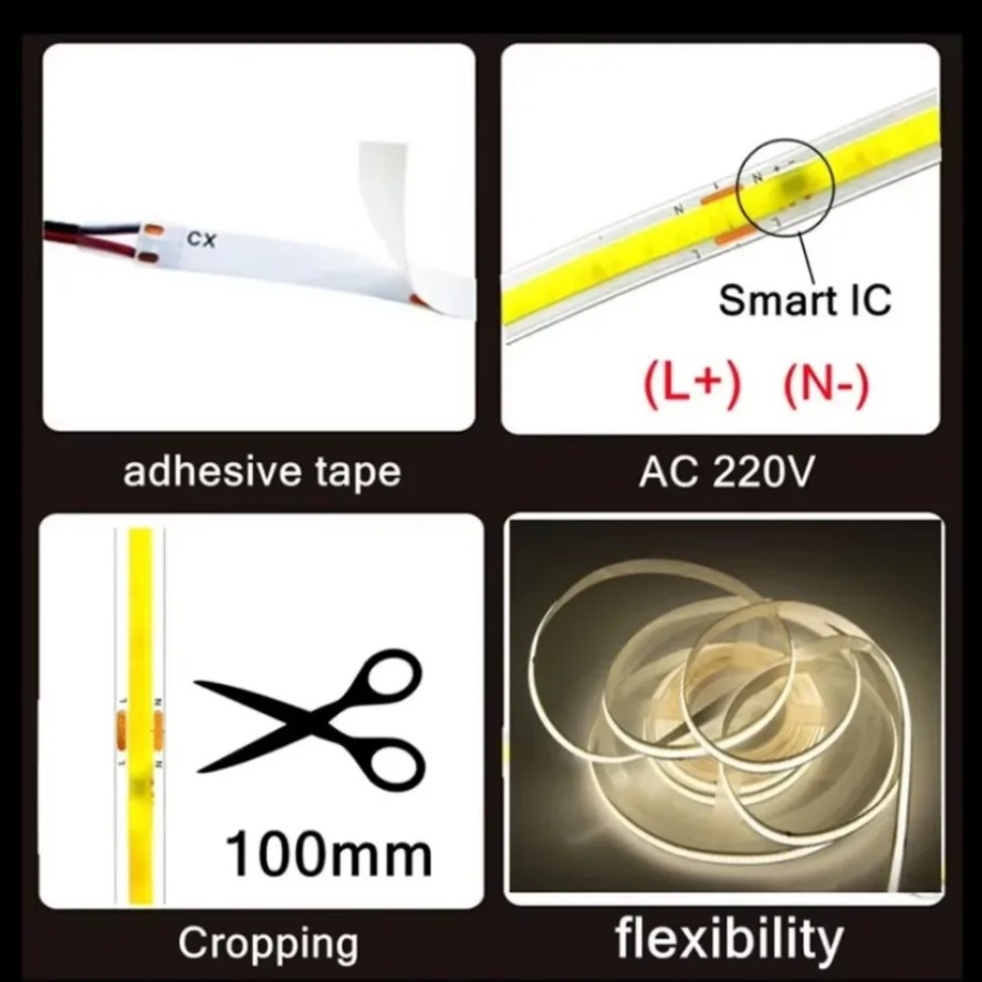 AliExpress 220V Dimmable COB LED Strip Light, 240 LEDs/m, view 5