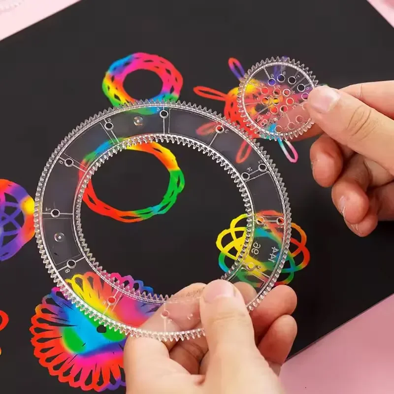 AliExpress 22pcs Spirograph Drawing Kaleidoscope Ruler Set Geometry Ruler Math Roulette Drawing Tool Learning Drawing Toy Art Tool, view 4