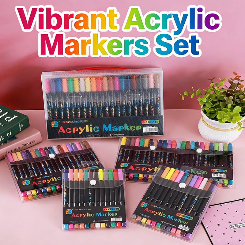 AliExpress 24-120 Colors Dual Tip Acrylic Marker Pens Set Brush Paint Markers for Rock Painting, Canvas, Wood Ceramic Art Supplies for Kids, view 2