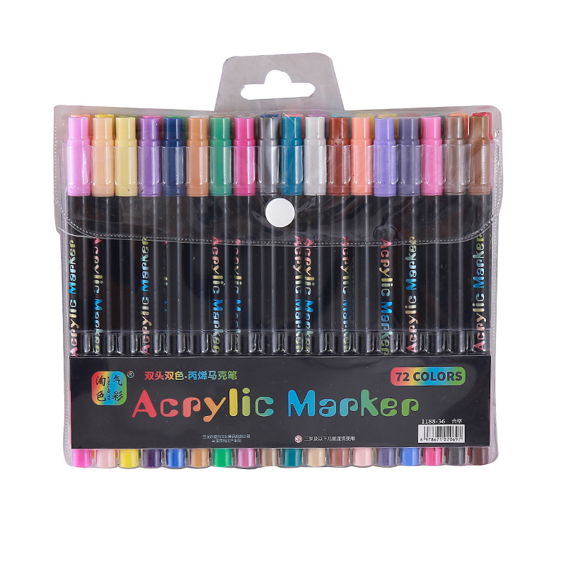 AliExpress 24-120 Colors Dual Tip Acrylic Marker Pens Set Brush Paint Markers for Rock Painting, Canvas, Wood Ceramic Art Supplies for Kids, view 4