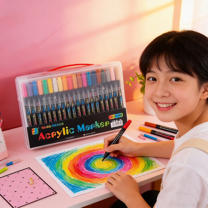 AliExpress 24-120 Colors Dual Tip Acrylic Marker Pens Set Brush Paint Markers for Rock Painting, Canvas, Wood Ceramic Art Supplies for Kids, view 6