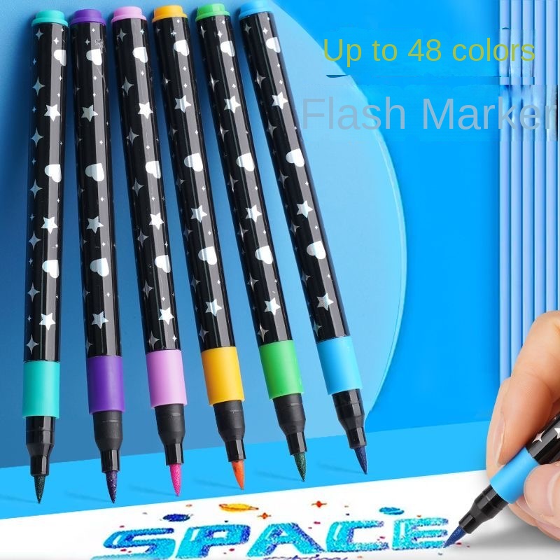 AliExpress 24/48/72/96 Colors Dual Brush Tip Glitter Art Markers Metallic Paint Marker Pens DIY Crafts Birthday Cards, Making Poster, Album, view 4