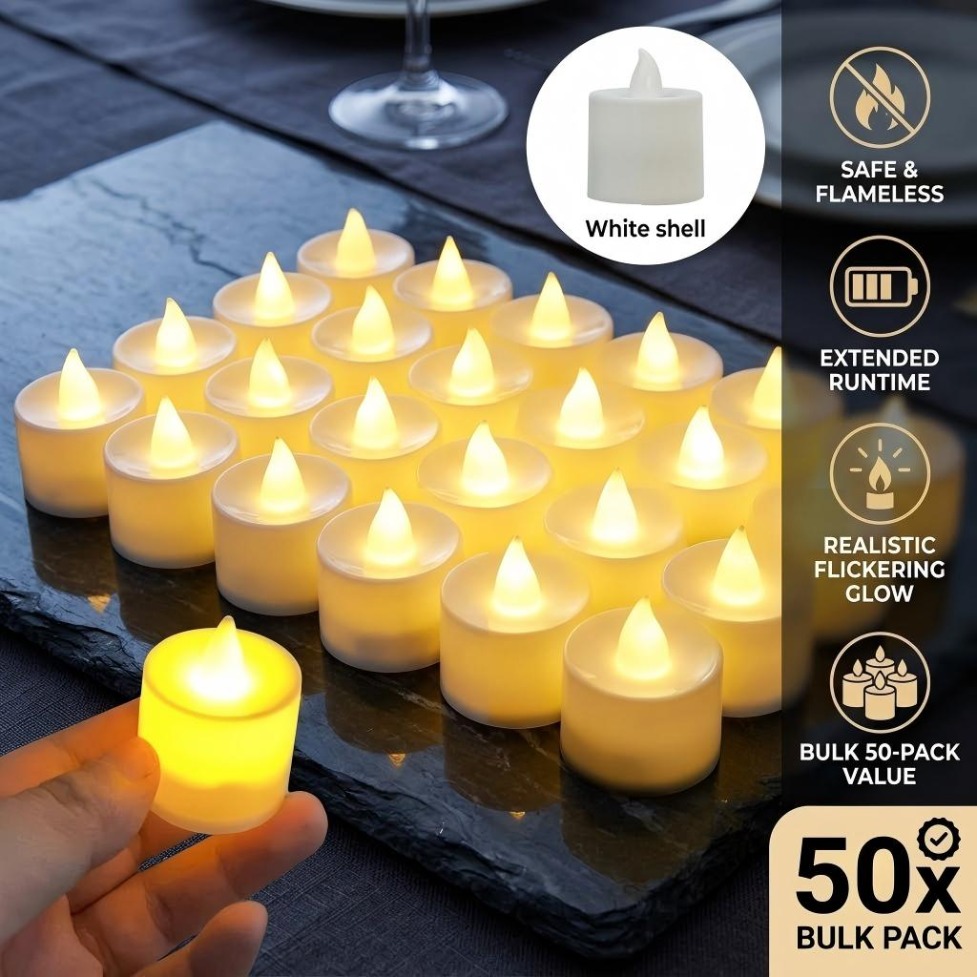 AliExpress Flameless LED Tealight Candles (24-Pack, 50-Pack)