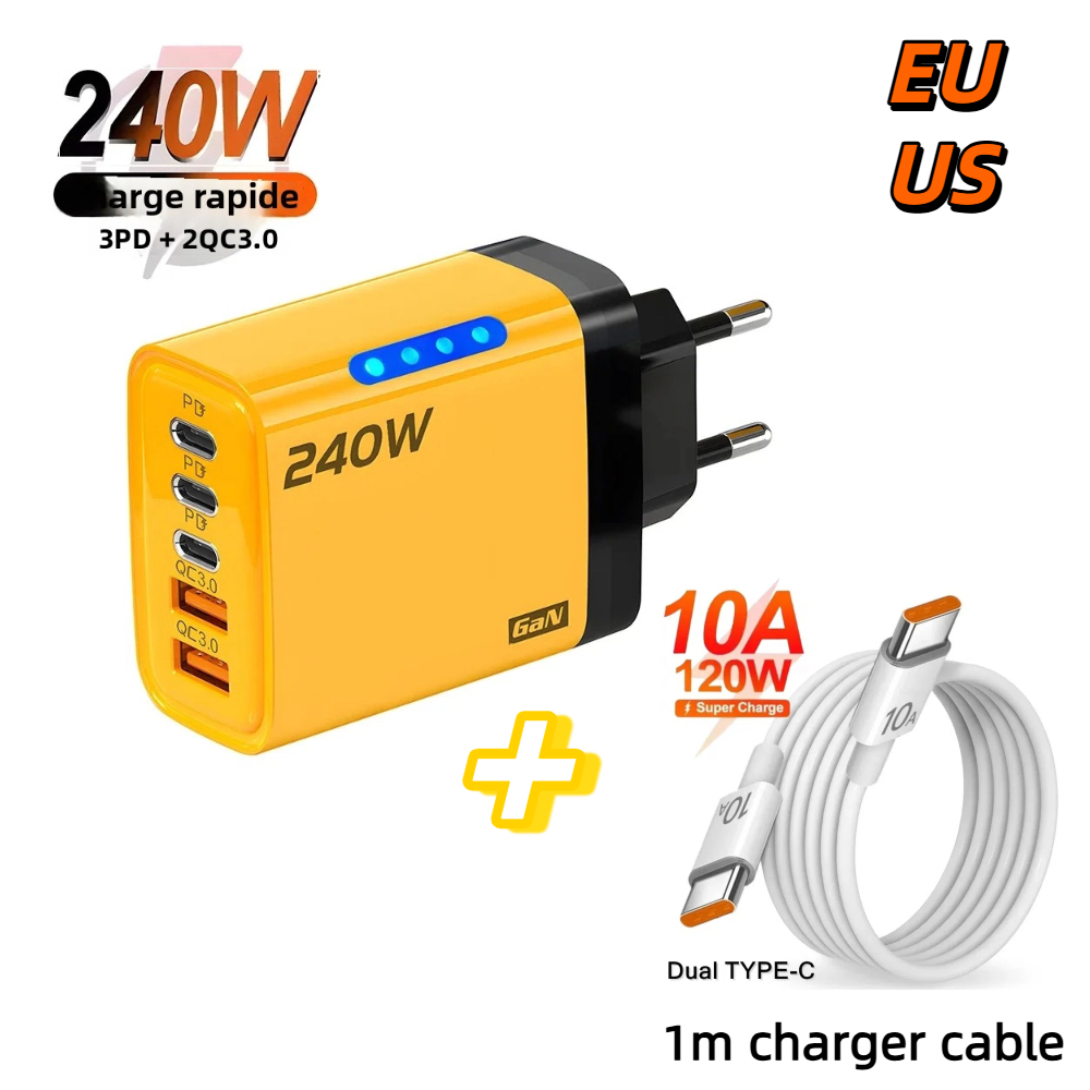 AliExpress 240W 5-Port GaN Fast Charger with LED Light, view 2