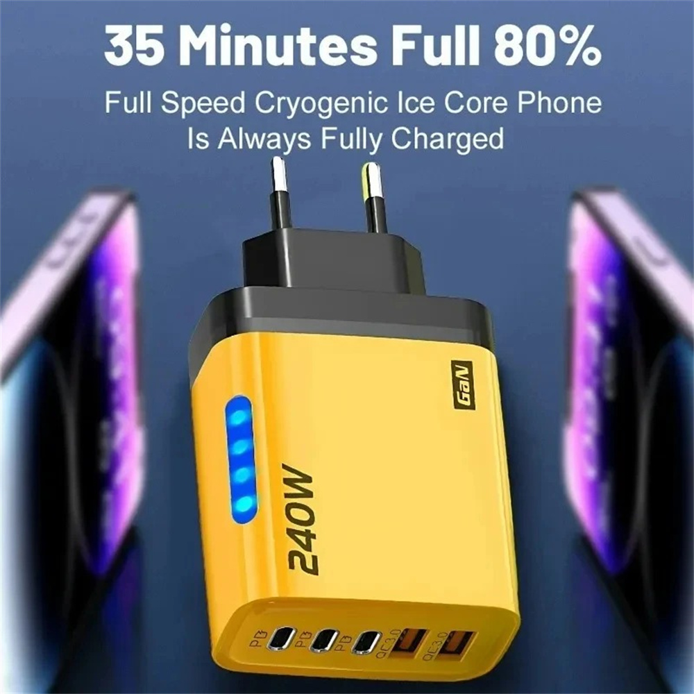AliExpress 240W GaN 5 in 1 Fast Charging Phone Charger USB C Charger Power Adapter Type C EU/US Plug Wall Charger For iPhone Samsung Xiaomi, view 2