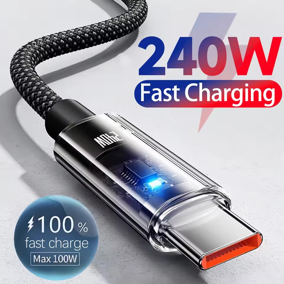 AliExpress 240W Nylon USB-C Charging Cable with LED Display