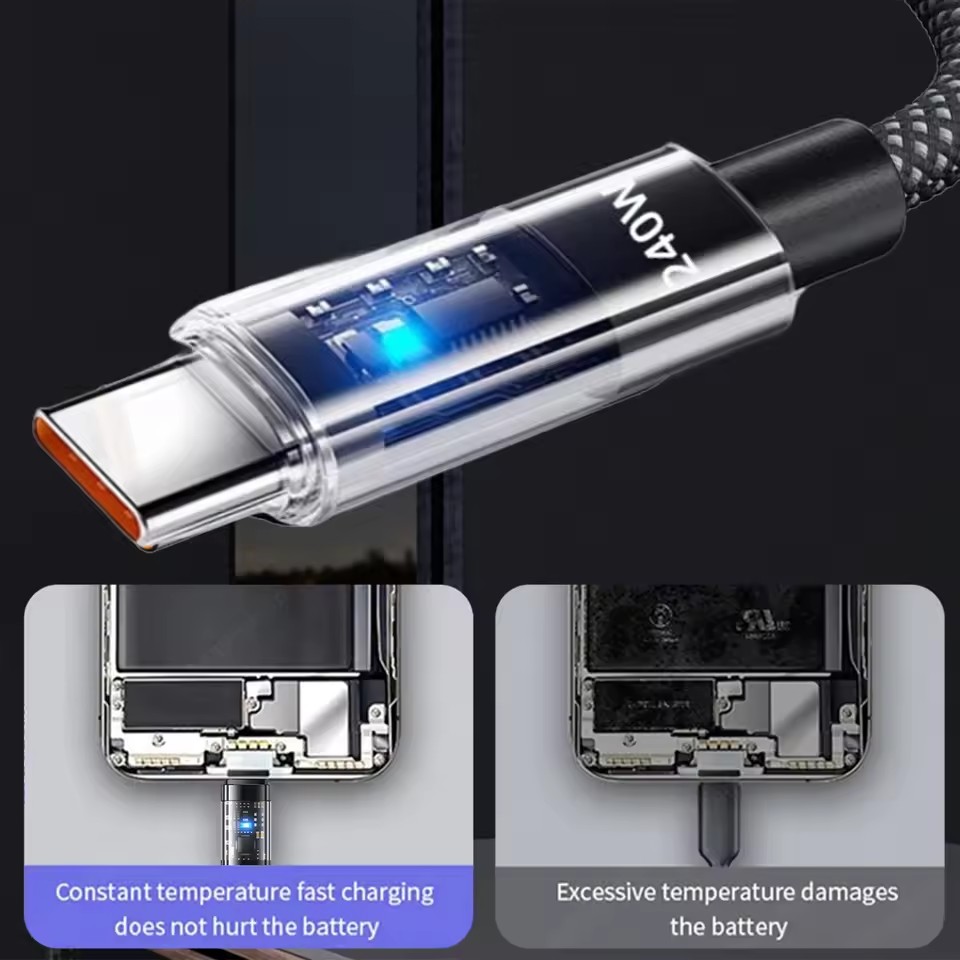 AliExpress 240W Nylon USB-C Charging Cable with LED Display, view 4