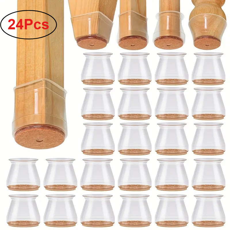AliExpress 24pcs Chair Leg Caps Floor Protector Pads for Silicone Furniture Leg Mute Transparent Leg Protectors Cap Floor Scratch Resistant