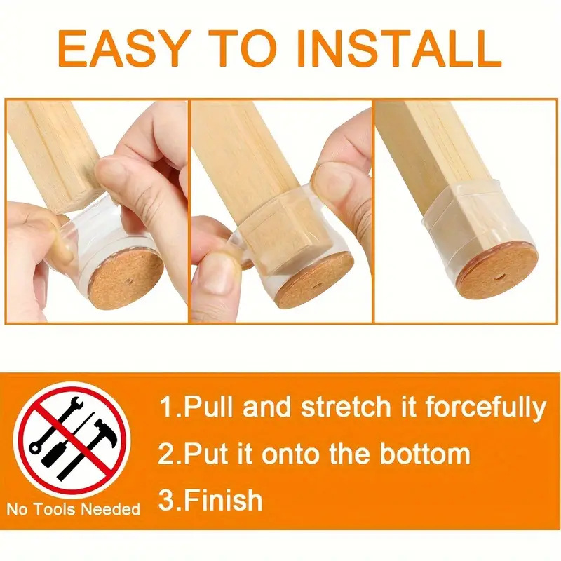 AliExpress 24pcs Chair Leg Caps Floor Protector Pads for Silicone Furniture Leg Mute Transparent Leg Protectors Cap Floor Scratch Resistant, view 3