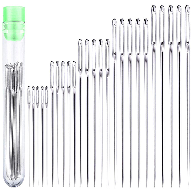 AliExpress 25 Pcs Large Eye Stitching Needles Sewing Needles Handmade Leather Needle Steel Yarn Knitting Needles Sewing Tool Set