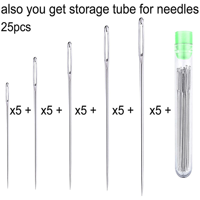 AliExpress 25 Pcs Large Eye Stitching Needles Sewing Needles Handmade Leather Needle Steel Yarn Knitting Needles Sewing Tool Set, view 2