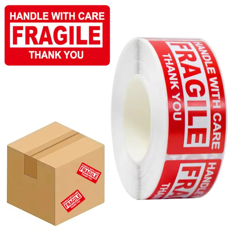 AliExpress 250 Paste/Roll Fragile English Warning Label Sticker, Copper Plate Adhesive Anti-Tamper Fragile Item Warning Stickers