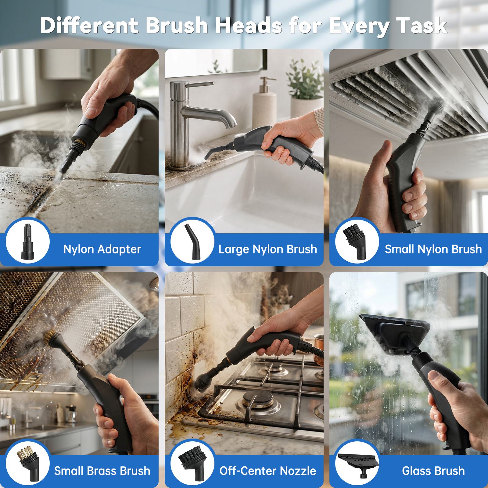 AliExpress 2500W High Temperature Steam Cleaner 110V Portable Handheld Steam Cleaning Machine With Multiple Accessories US Plug, view 4