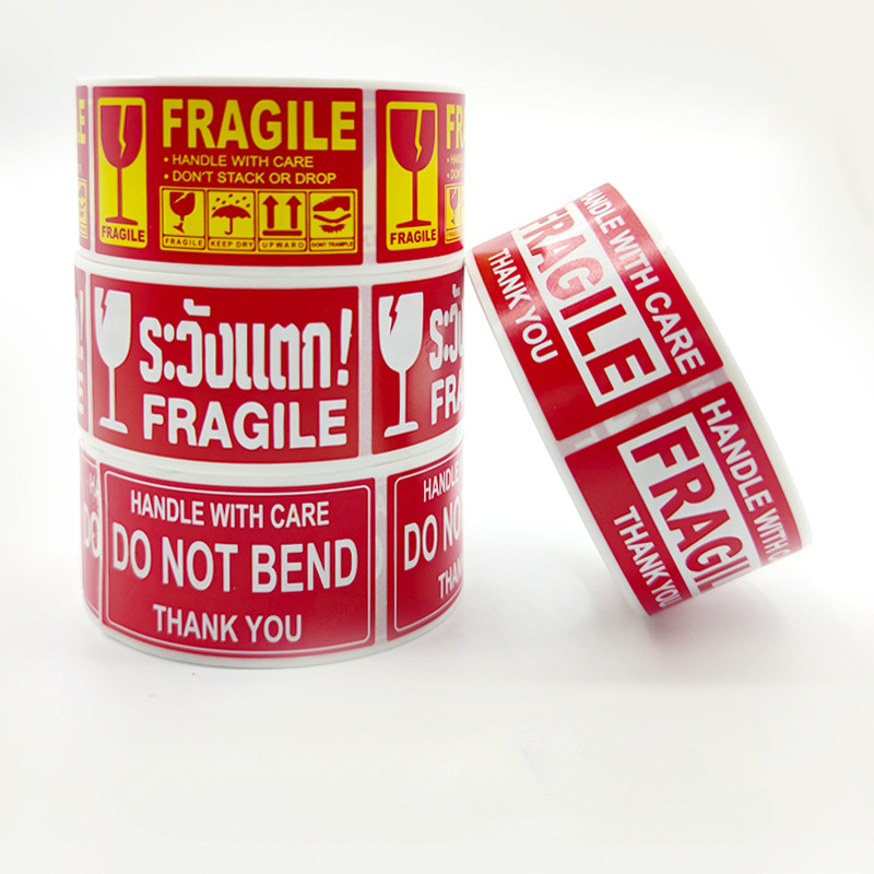 AliExpress 250Paste/Roll Fragile English Warning Label Sticker,Copper Plate Adhesive Anti-Tamper Fragile Item Warning Stickers, view 2