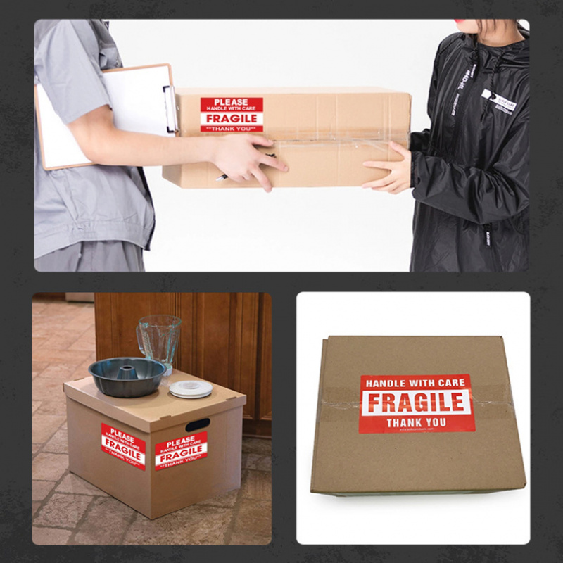 AliExpress 250Paste/Roll Fragile English Warning Label Sticker,Copper Plate Adhesive Anti-Tamper Fragile Item Warning Stickers, view 3