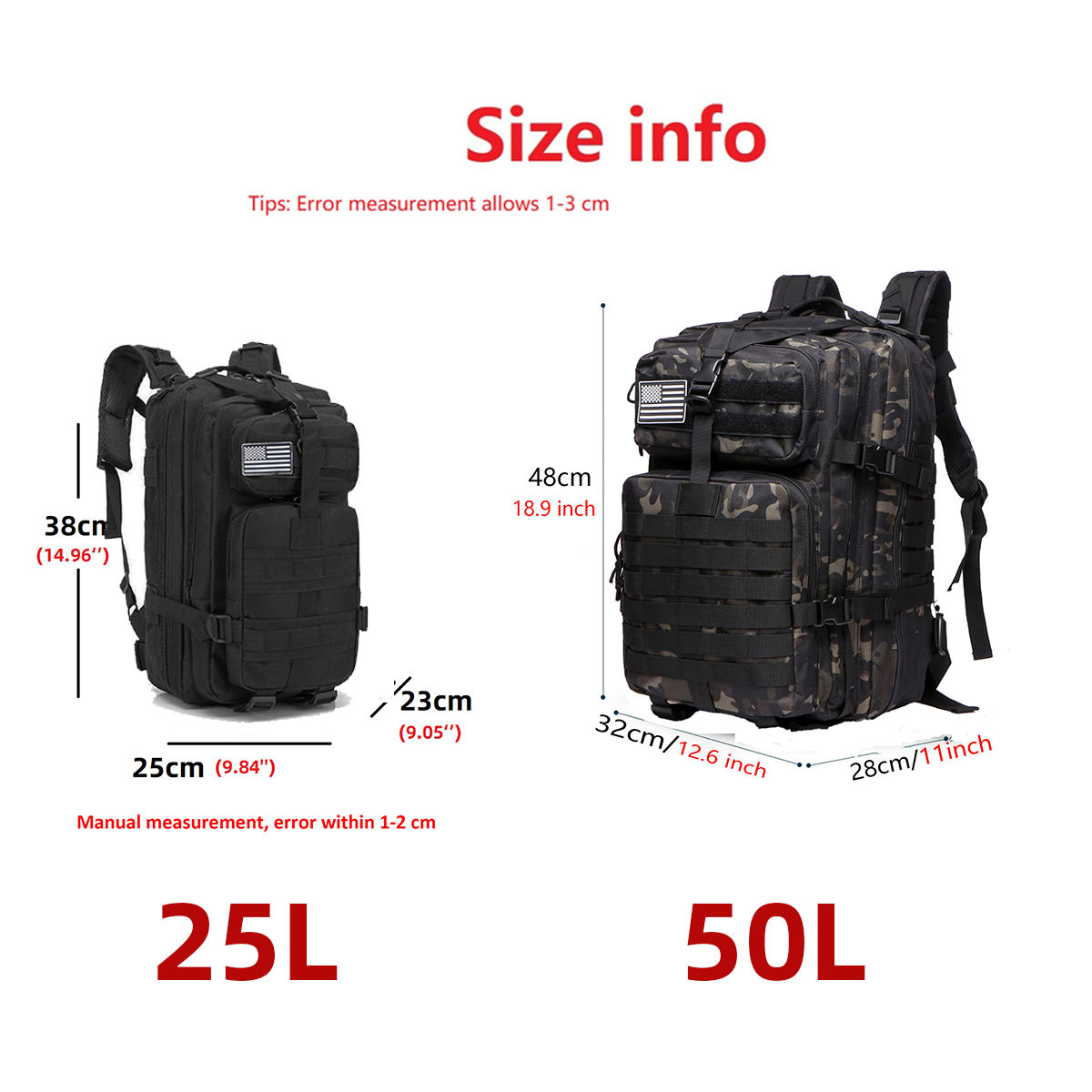 AliExpress 25L/50L Sturdy Nylon Waterproof Tactical Sports Trekking Fishing Hunting Camping Hiking Bag Backpack Outdoor Rucksacks, view 6