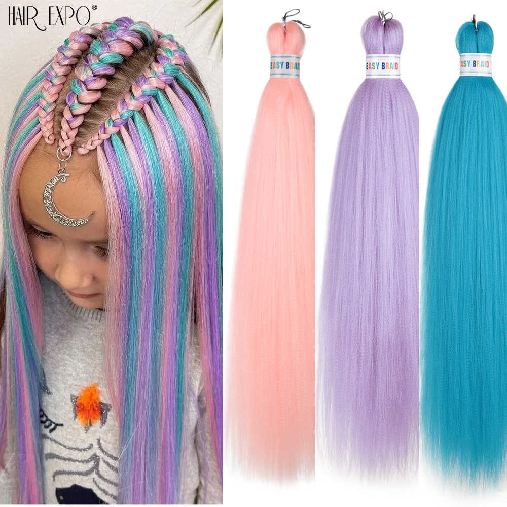 AliExpress 26Inch Easy Braids Hair Synthetic Colourful Pre Stretched Braiding Hair Extensions Jumbo Braids Ombre Yaki Long Straight Hair