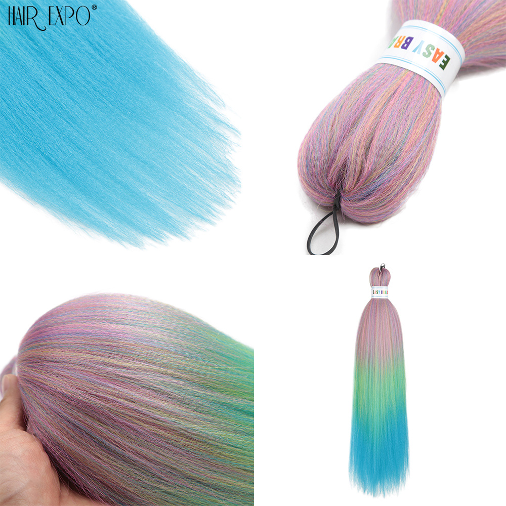 AliExpress 26Inch Easy Braids Hair Synthetic Colourful Pre Stretched Braiding Hair Extensions Jumbo Braids Ombre Yaki Long Straight Hair, view 6