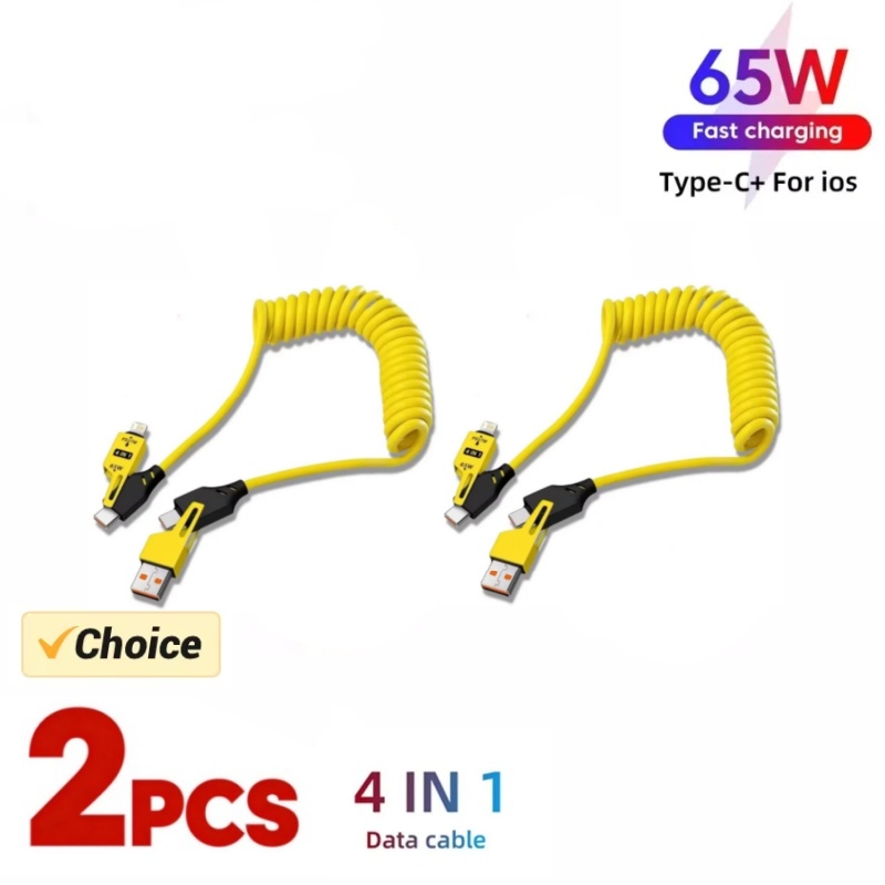 AliExpress Coiled 4-in-1 65W Telescopic Charging Cable (2-Pack)