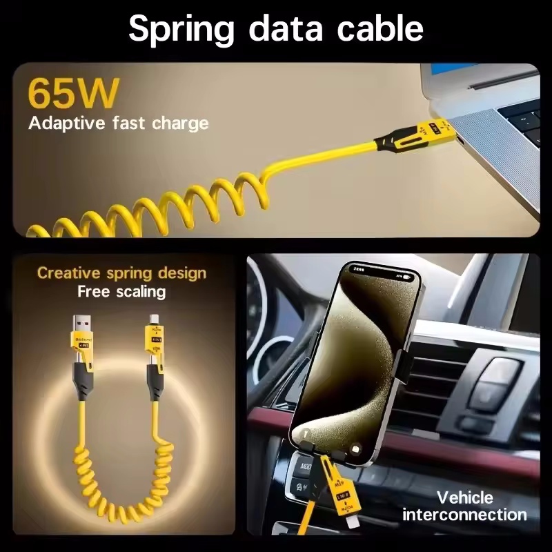 AliExpress Coiled 4-in-1 65W Telescopic Charging Cable (2-Pack), view 3
