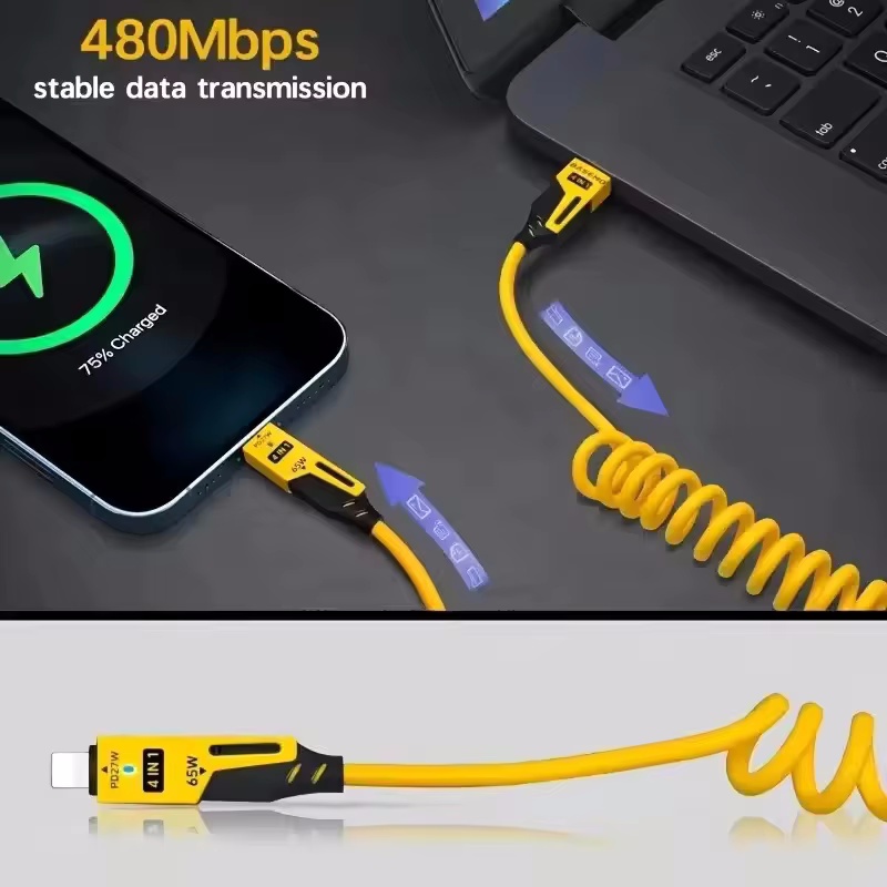AliExpress Coiled 4-in-1 65W Telescopic Charging Cable (2-Pack), view 6