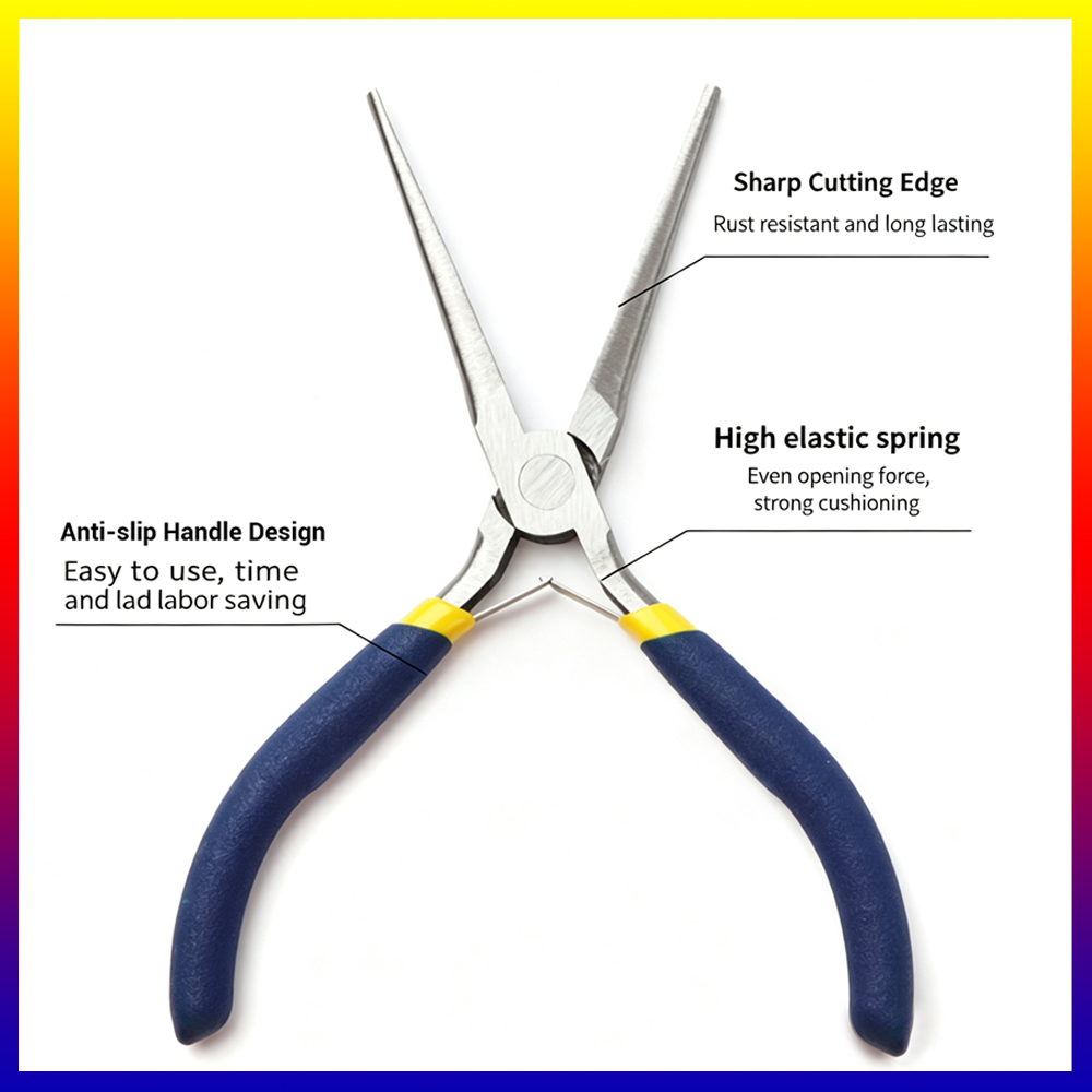 AliExpress 2pcs 6" Mini Needle Nose Pliers with Comfort Grip Handles, 2PCS Long Nose Pliers Set for Handmade Craft, view 4