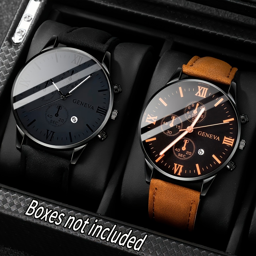 AliExpress Men's Leather Strap Quartz Watch Gift Set