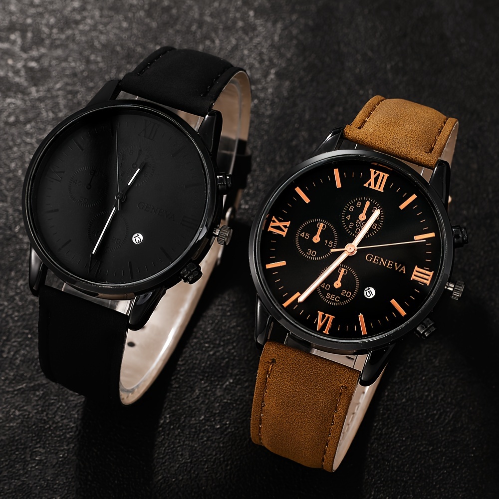 AliExpress Men's Leather Strap Quartz Watch Gift Set, view 4