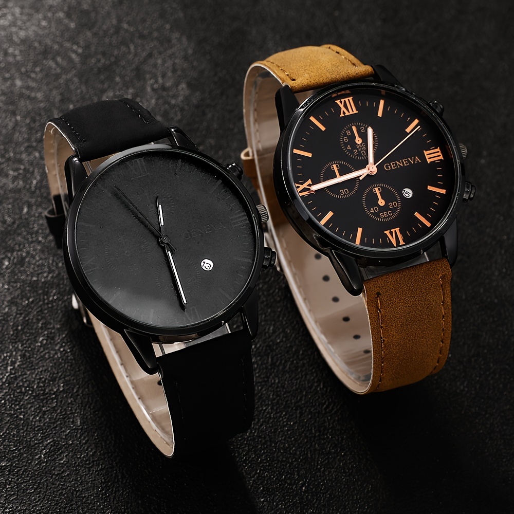 AliExpress Men's Leather Strap Quartz Watch Gift Set, view 5