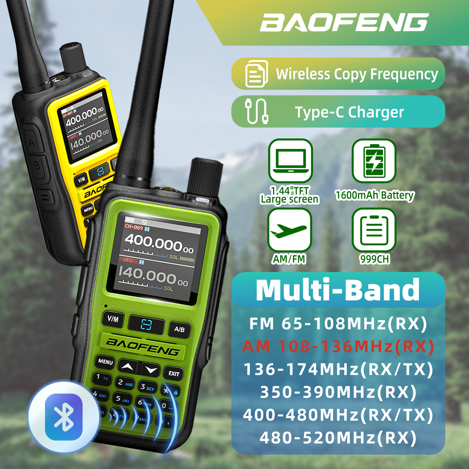 AliExpress 2PCS Baofeng UV 5R Mini Type-c Charger Dual Band Dual PTT Walkie Talkie AM FM UHF VHF Multiple Colors Dual PTT Camping Ham Radio, view 2