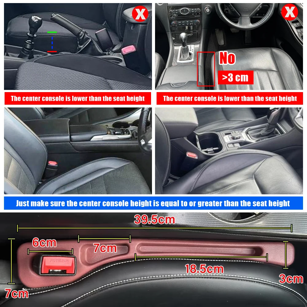 AliExpress 2-Piece PU Car Seat Gap Filler Organizer, view 2