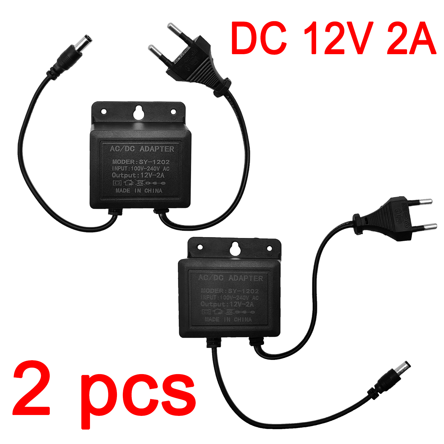 AliExpress 2pcs DC12V 2A EU Plug Power Adapter Waterproof Black For CCTV Security Surveillance AHD Camera Charger NVR DVR Input AC100V-240V