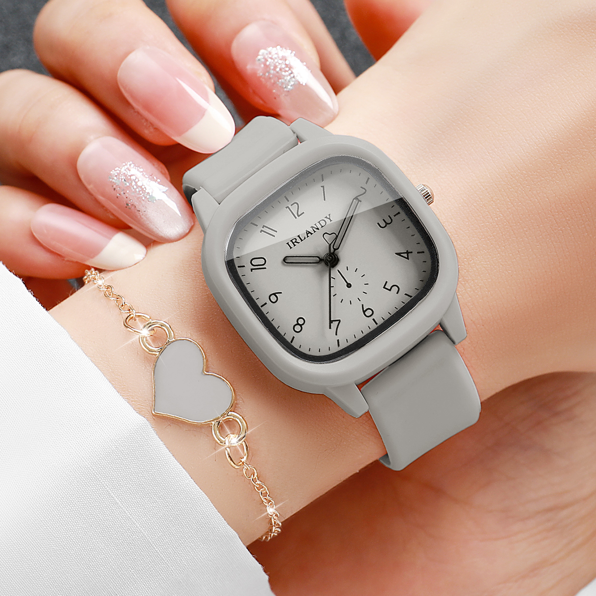 AliExpress Women's Heart Bracelet Quartz Watch Set (2-Piece), view 4