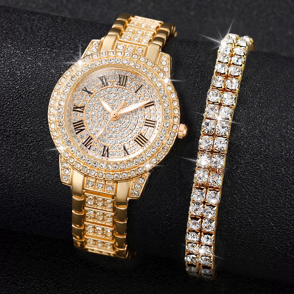 AliExpress 2-Piece Women's Diamond Quartz Watch Set