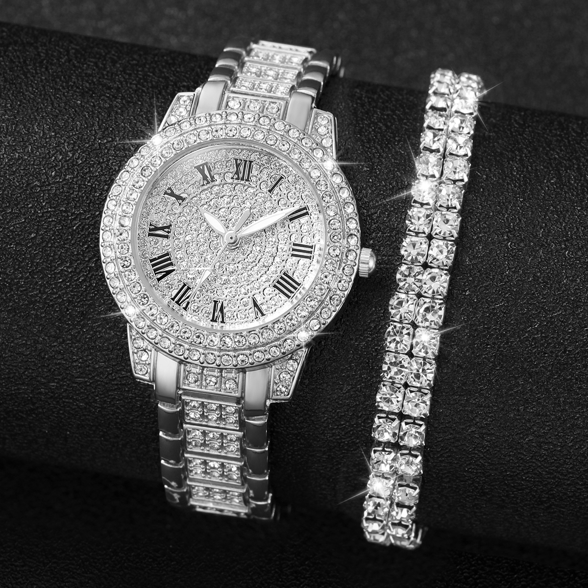 AliExpress 2-Piece Women's Diamond Quartz Watch Set, view 3