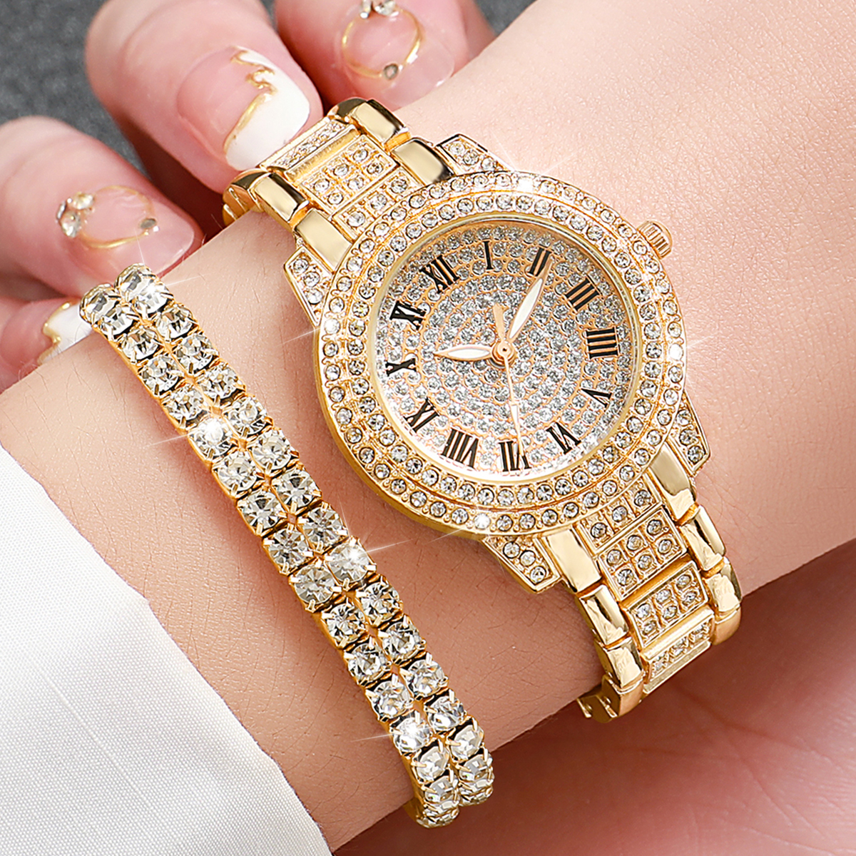 AliExpress 2-Piece Women's Diamond Quartz Watch Set, view 4