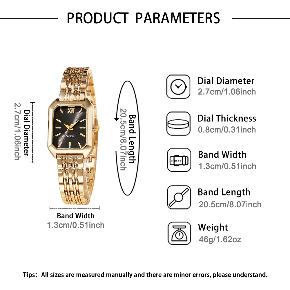 AliExpress Women's Rectangular Quartz Watch Set with Love Bracelet, view 5