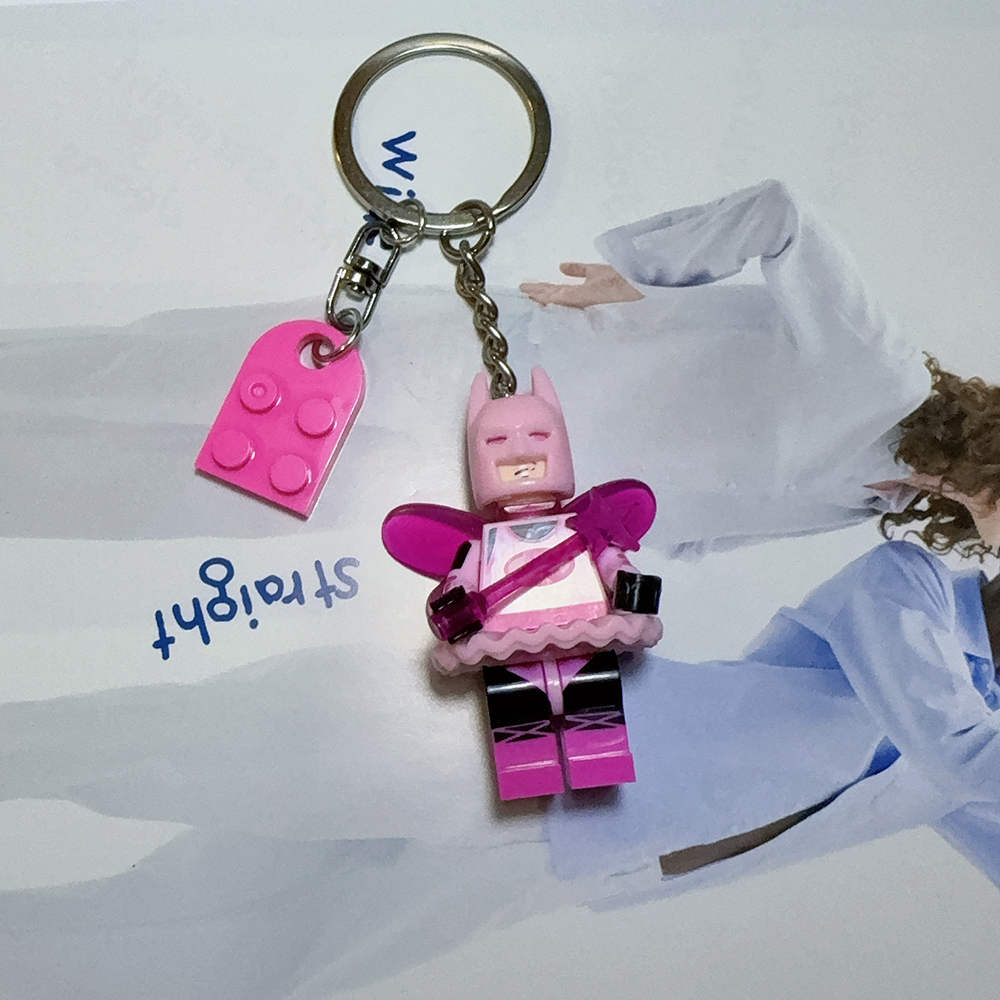 AliExpress 2pcs Handmade 3D Fairy Star Bat Couple Keychain Pink Black Block Splicing Heart Shape Keyring Backpack Key Pendant  Props Gift, view 3