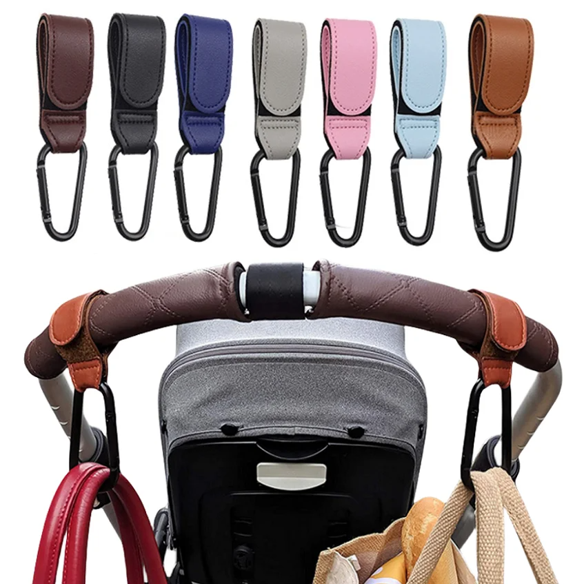 AliExpress 2Pcs Leather Cart Hooks Baby Stroller Hook PU Adjustable Pram Hook Organizer Diaper Bag Hanger Children Travel Accessories