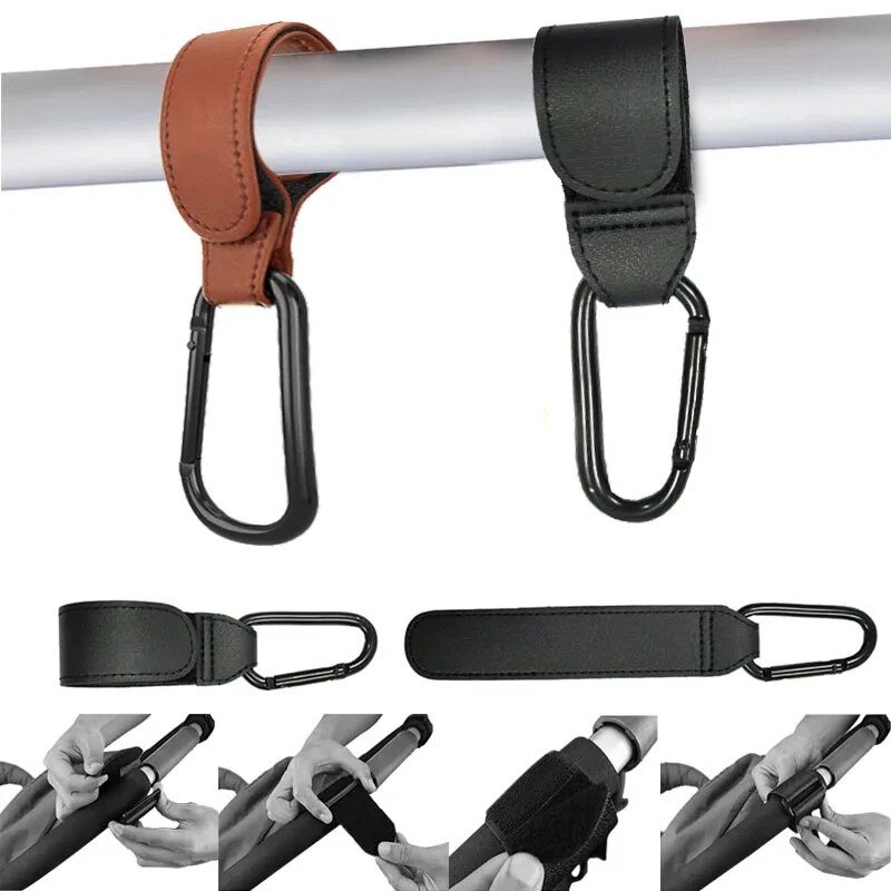 AliExpress Adjustable PU Leather Stroller Hooks (2-Pack), view 5