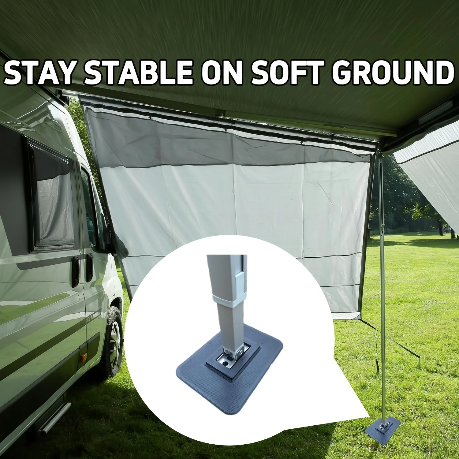 AliExpress 2Pcs RV Awning Stabilizer Base Support Footplates Anti-Sink Pad for Soft Ground Camper Camping Accessories