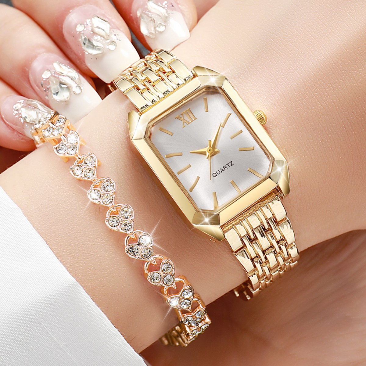 AliExpress Women's Rhinestone Quartz Watch Set (2-Piece), view 4