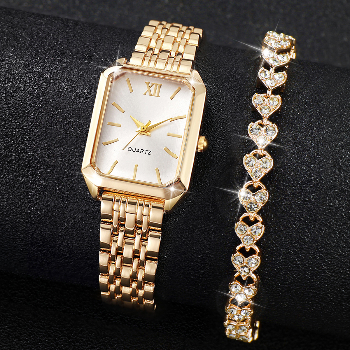 AliExpress Women's Rhinestone Quartz Watch Set (2-Piece), view 5