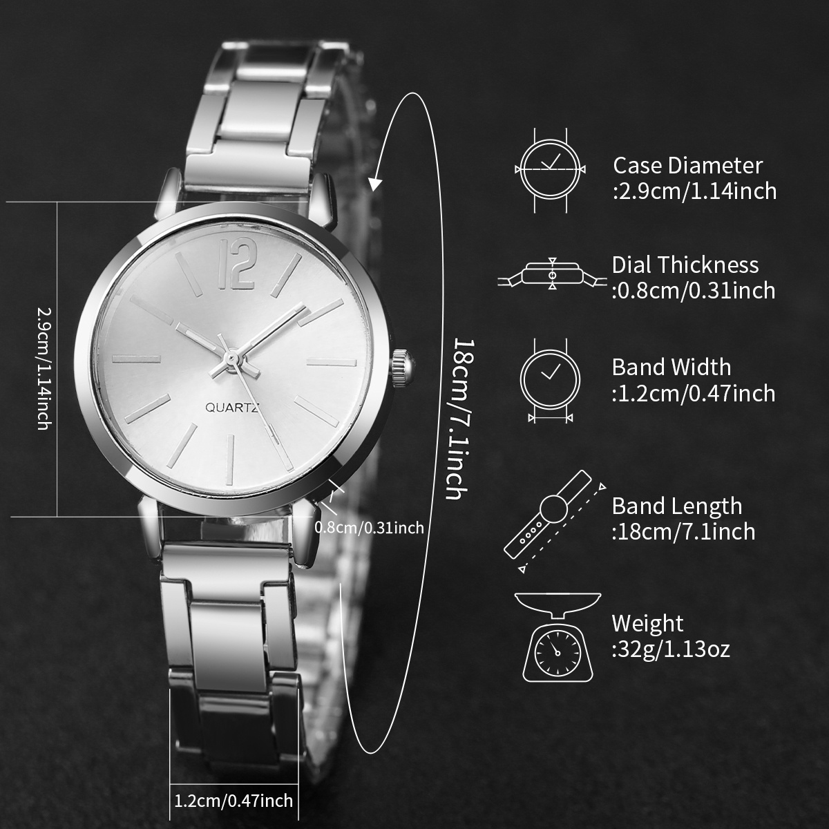 AliExpress Women's Open Cuff Bracelet Watch Set (2-Piece), view 6