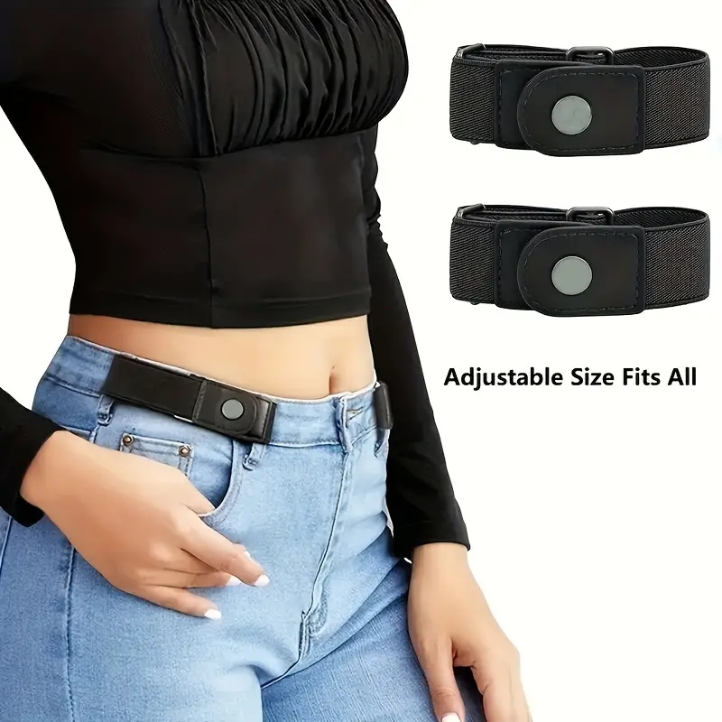 AliExpress 2pcs/set No Buckle Elastic Belt For Women Men Unisex Stretch Belt For Pants Jeans Casual Buckle Free Adjustable Invisible Belt