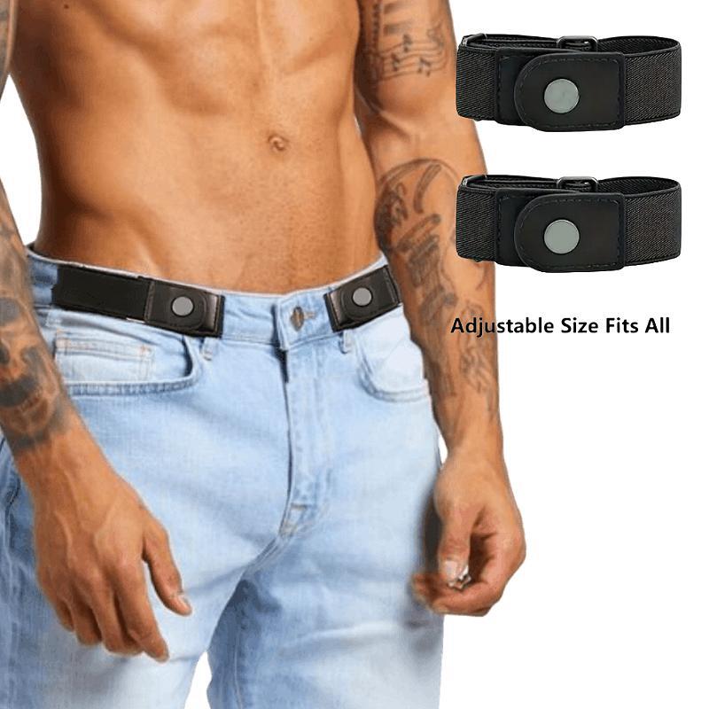 AliExpress 2pcs/set No Buckle Elastic Belt For Women Men Unisex Stretch Belt For Pants Jeans Casual Buckle Free Adjustable Invisible Belt, view 2