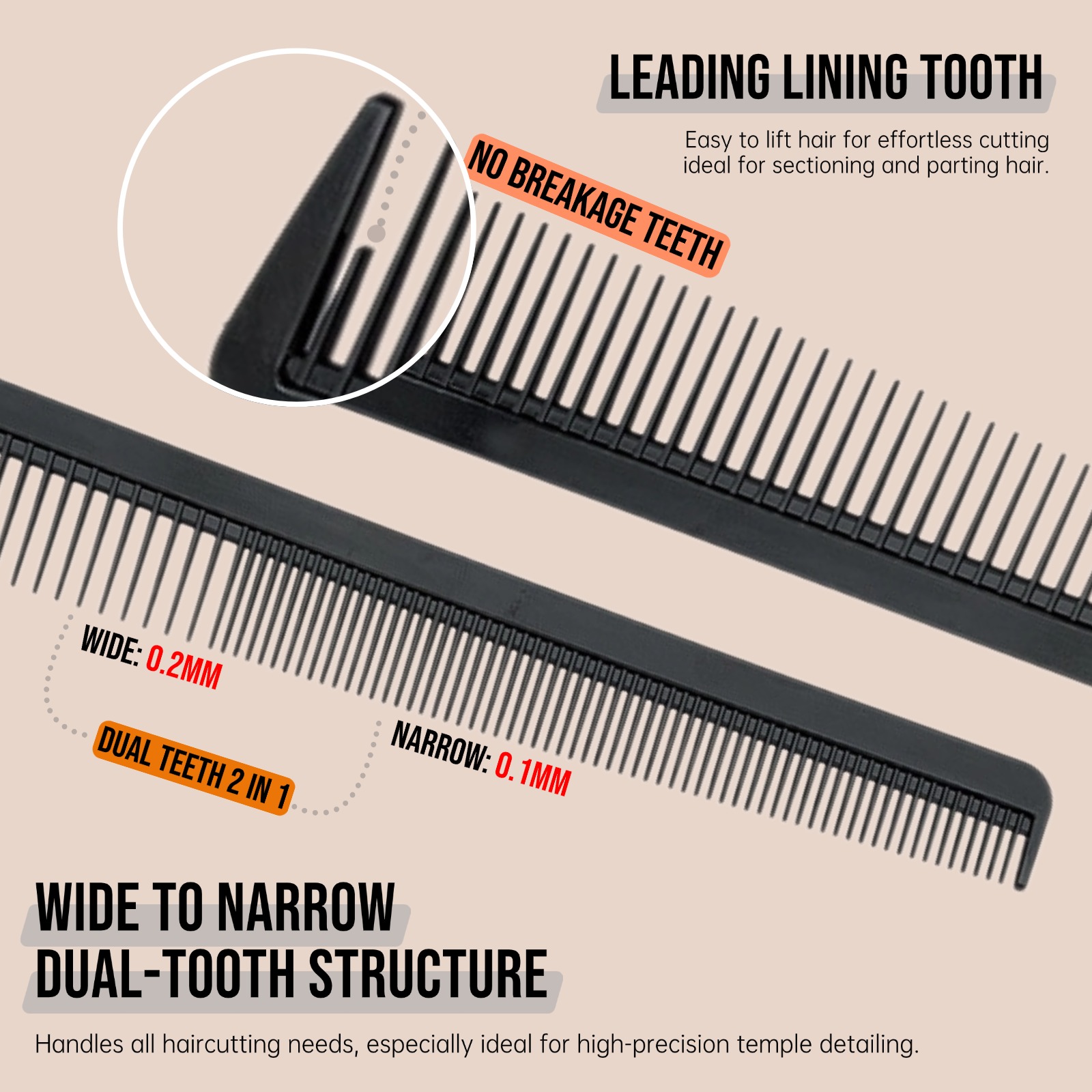 AliExpress 2-Piece Barbershop Anti-Static Fine-Tooth Comb Set, view 3